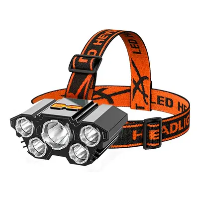 (I Packing) 5LED with Built-in Battery USB Rechargeable Portable Flashlight Lantern Headlamp Out