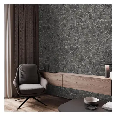 Boutique Carrara Textured Plain Onyx Wallpaper