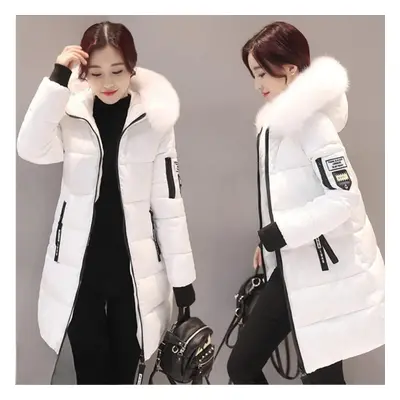 (white, XL) Fashion Womens Winter Long Jacket Parker Jacket Winter Warm Down Coat Pufferfish Fur