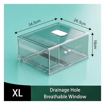 (transparent, XL) Food Drawer Organizer For Kitchen Refrigerator Crisper Box Vegetable Fruit Sto