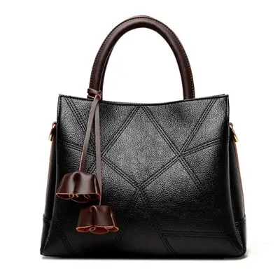 (black) Johnature Luxury Handbag Fashion Large Capacity Women Bag Soft Leather Casual Tote Solid