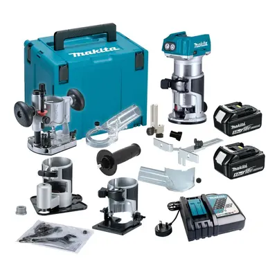 Makita DRT50RTJX3 18v Cordless Brushless Laminate Router Trimmer Plunge Base 5Ah