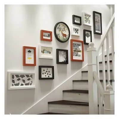 (B) Photo frame collage Set Pieces Wall-Mounted Frame, solid wood combination Picture Frames Wal