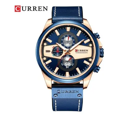 (blue) Curren Man Watches Fashion Casual Quartz Sporty Wristwatches Blue Clock Male Chronograph 