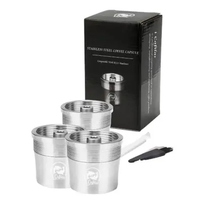 (silver, Capsule) [i Cafilas][yi0c] Reusable Coffee Capsule Refillable Pods Cafe Stainless Steel