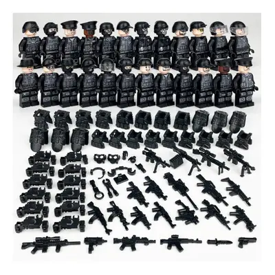 (Style B) Military Soldiers Black SWAT Jeeps Minifigures Toys Fit Lego