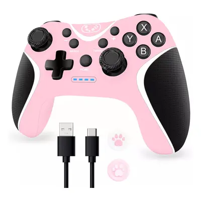 (Pink) Wireless Nintendo Switch Controller with Programmable/Vibration/Turbo Compatibility with 