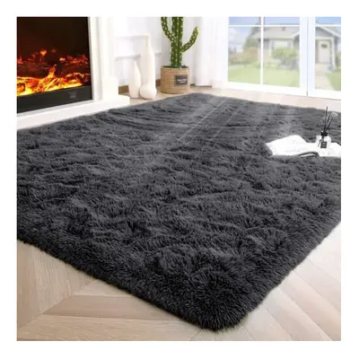 (160X230 CM, Black) Exrta Large Rugs Shaggy Living Room Rug Carpet