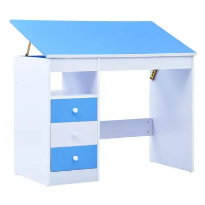 vidaXL Children Drawing Study Desk Tiltable Blue and White Writing Workspaces