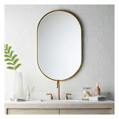 Modern Oval Metal Wall Mirror Bathroom Mirror Gold