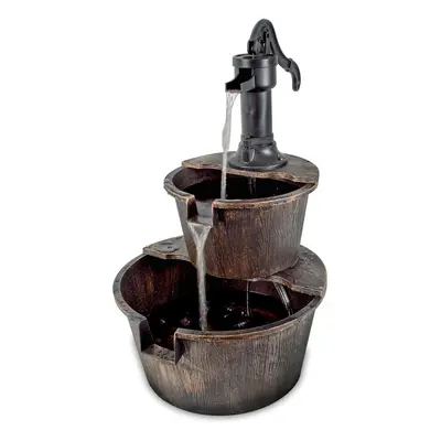 GardenKraft Outdoors 2-Tier Tap & Barrel Fountain Water Feature