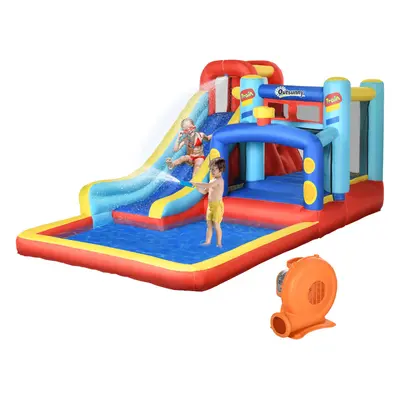 Outsunny in Kids Bouncy Castle W/ Slide Pool Trampoline Climbing Wall Blower