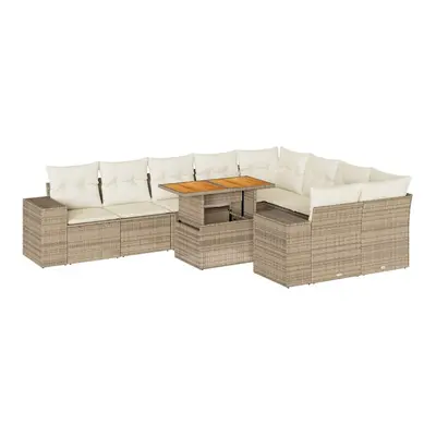 (beige and cream) vidaXL Piece Garden Sofa Set with Cushions Black Poly Rattan Acacia