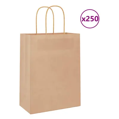 (brown, x x cm) vidaXL Paper Bags pcs with Handles Brown 21x11x36 cm Paper Grocery Bag