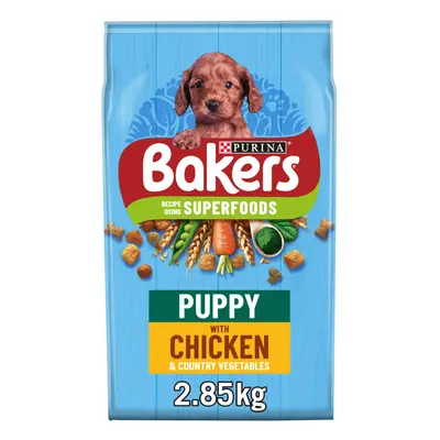 Bakers Puppy Dry Dog Food Chicken and Veg 2.85kg, Pack of