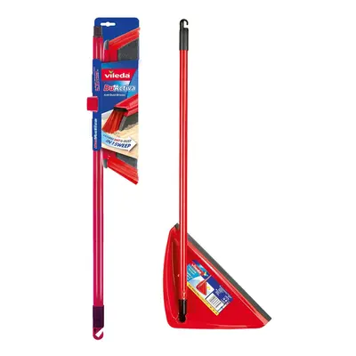 Vileda DuActiva Anti Dust Broom Plus Long Handled Dustpan, Red/Black