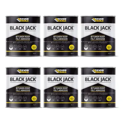 Everbuild Black Jack Roof Felt Adhesive Ã¯Â¿Â½ High Strength Ã¯Â¿Â½ Black Ã¯Â¿Â½ Litre - Pack of