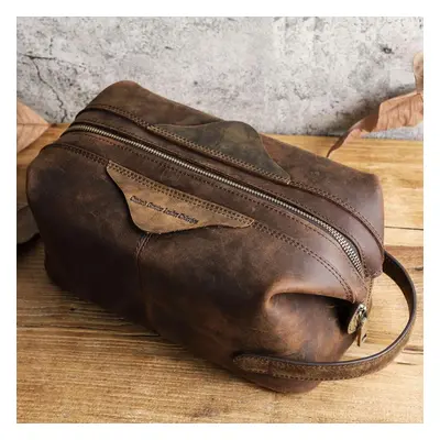 (coffee) Contact&apos;s Crazy Horse Genuine Leather Travel Bag For Men