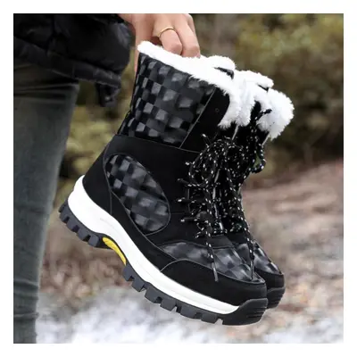 (black, 42) Tuinanle Winter Outdoor Women&apos;s Snow Boots Thickened Plush Female Sneakers Warm