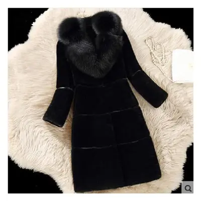 (black, XL) Winter Warm Artificial Faux Fur Coat Long Coat Luxury Coats Plus Size Women Warm Col