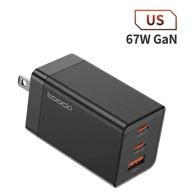 (black, US plug) Toocki 65w Gan Usb C Charger 67w Quick Charge 4.0 3.0 Qc4.0 Qc Pd 3.0 Usb-c Typ