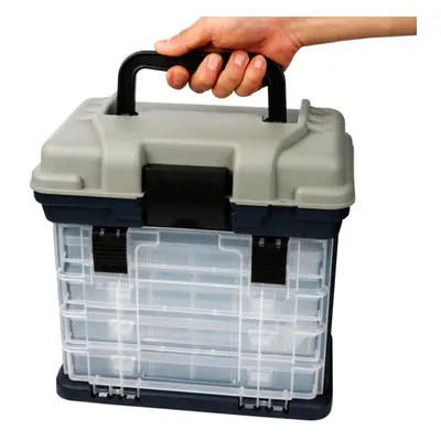 (grey) Fishing Box Portable Layers Boat Fishing Accessory Box Case With Handle Utility Box