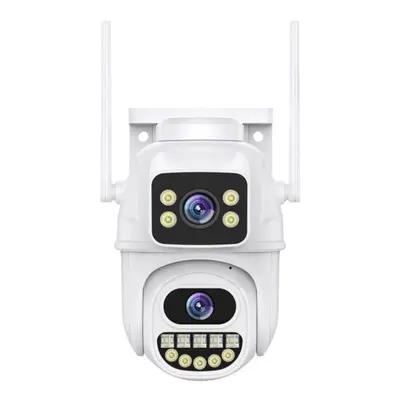 (white, Camera+128GB) Aiook Outdoor Wifi Cctv Camera Hd 8mp 4k Dual Lens Ip Security Camera Colo