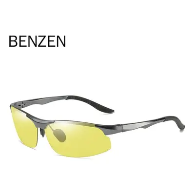 (grey) Benzen Photochromic Polarized Sunglasses Men Aluminum Magnesium Driving Glasses Male Day 