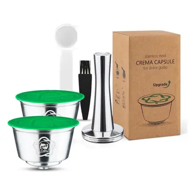 (silver, Capsule+1 Tamper) [i Cafilas][yd06] Reusable Refillable Coffee Capsule Filter Pods Stai