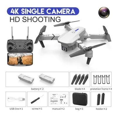 (grey, single camera battery) E88 Pro Remote Control Drone 4k Hd Single/dual Camera Optical Flow