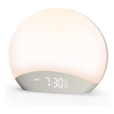 (White) Sunrise Alarm Clock, Wake Up Light, White Noise Sound Machine, Bedside Lamp