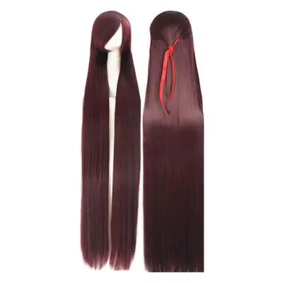 (red) 150cm Women Black Lady Long Straight Hair Full Wigs Cosplay Party Anime Wig Hair Extension