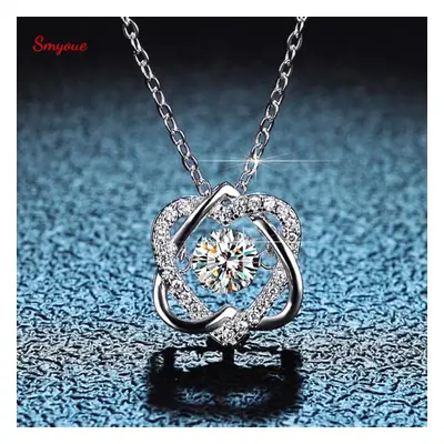 (silver) Smyoue 0.5ct Gra Zircon Necklace For Women Sparkling Simulated Diamond Pendant Beating 