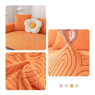 (orange, Seat) Jacquard Sofa Slipcover Solid Color Anti-slip Various Size Couch Seat Protector P