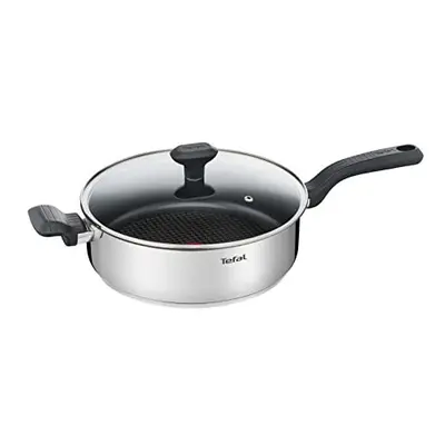 Tefal 26cm Comfort Max Stainless Steel Non-stick Saute Pan and Lid, Silver