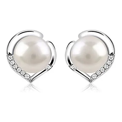 B.Catcher Pearl Earrings Freshwater 10mm Pearl Studs Earring Heart Set