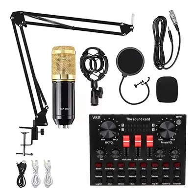 BM800+V8S Sound Card Set Audio Condenser Mic Studio Singing Microphone