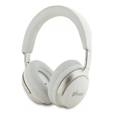 Guess PU Leather Script Logo ANC/ENC Wireless Headphones with Studio Quality Sound White - GUBHC