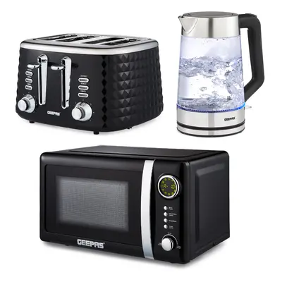 GEEPAS Electric Kettle Slice Bread Toaster & Microwave Kitchen Set