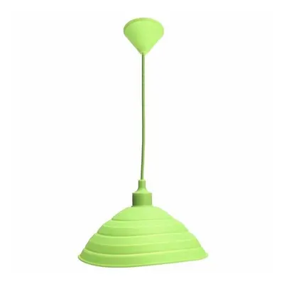 (Green) Pendant Lamp Holder Colorful Silicone Folding Lampshade Ceiling Light Socket AC 110-240V