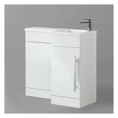 Raven RH 900mm Vanity Basin Unit, WC Unit & Desone Back to Wall Toilet White