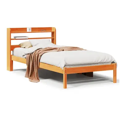 (wax brown, x cm) vidaXL Bed Frame with Headboard Wax Brown 135x190 cm Double Solid Wood Pine