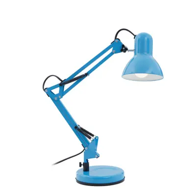 Studio Blue Metal Desk Lamp, Adjustable Anglepoise Design Tall Table Lamps, Contemporary Blue De