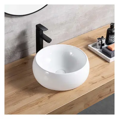 Round Bathroom Counter Top Basin Sink Wash Bowl White Ceramic 400mm