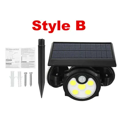 (COB 1208B) LED Solar Wall Light Three-Head Rotatable Outdoor Waterproof Garden Light with Human