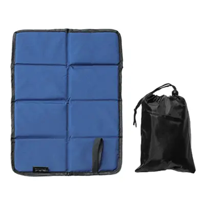 (Navy Blue) Oxford Cloth Folding Camping Mat Outdoor Cushion Waterproof Foam Sitting Pad Beach M