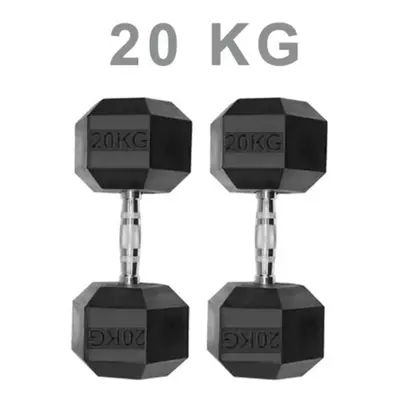 (20KG) Dumbbells Rubber Encased Weights Sets, Hexagonal Dumbbell Gym Pairs