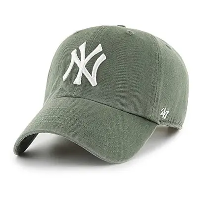 MLB New York Yankees Clean Up Unisex Baseball Cap Adjustable Strap Buckle White Logo Colour Moss