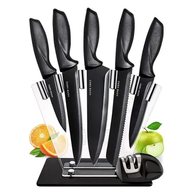 Chef Knife Sets Kitchen Knives Set - Pcs Stainless Steel Kitchen Knife Set with Block - Professi