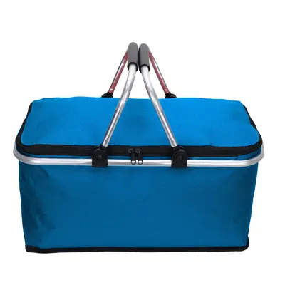 (blue) Folding Lunch Picnic Camping Cooler Hamper Bag